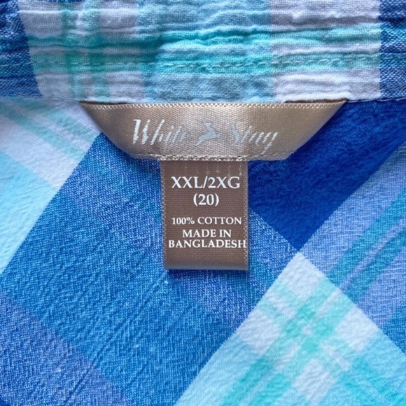 White Stag Blue Plaid Women's Short Sleeve Camp
Shirt - Picture 6 of 12